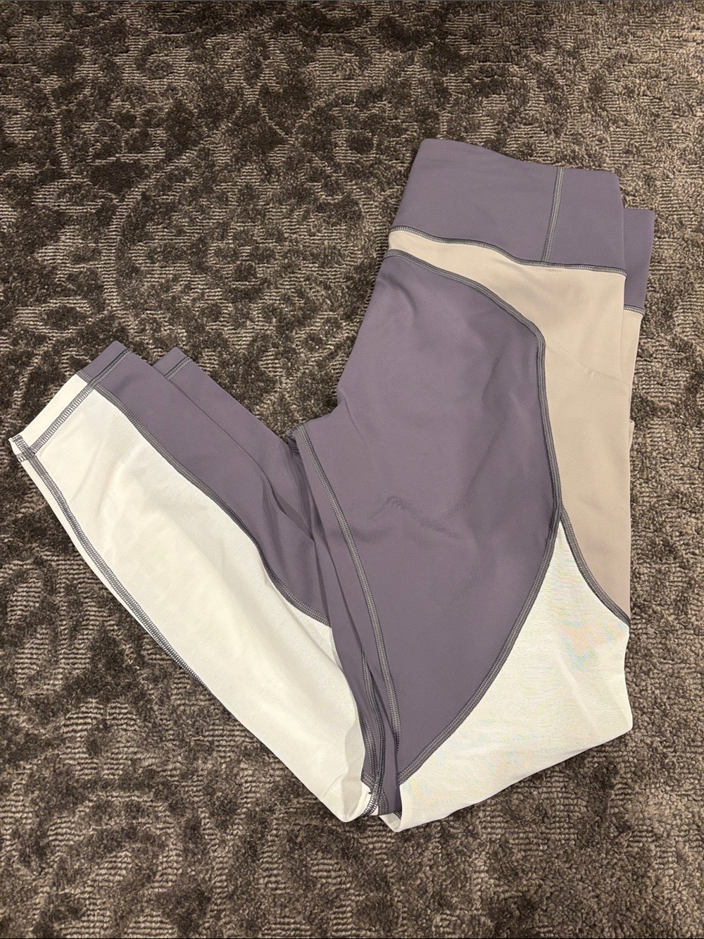 Athleta Colorblock Active Leggings - Dark Grey , Cream & White